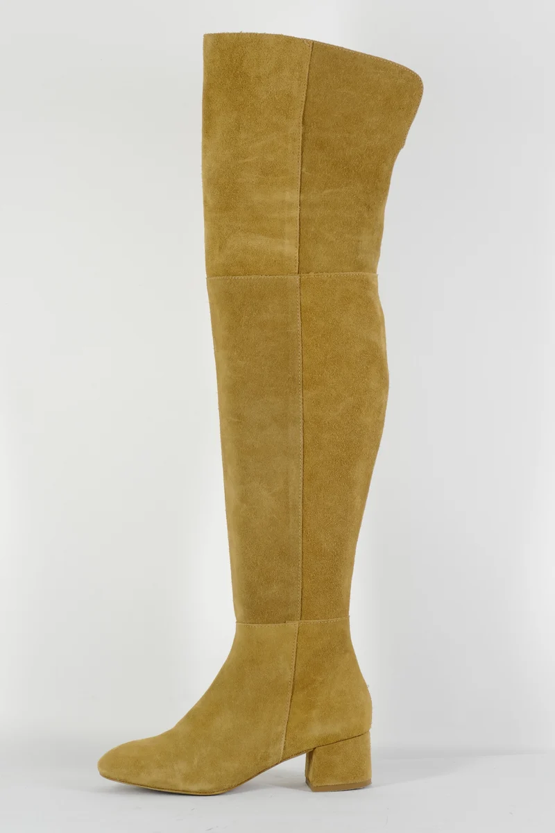 Overknees Wildleder beige