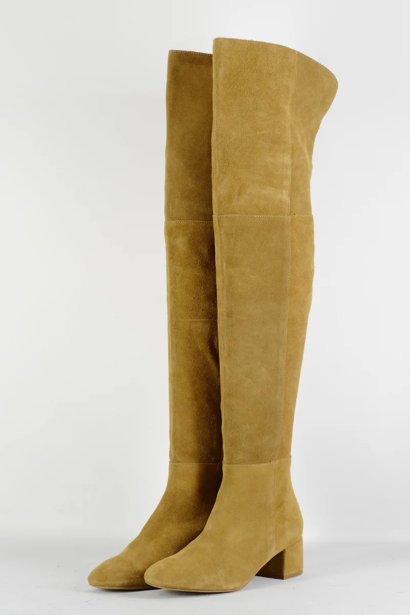 Overknees Wildleder beige