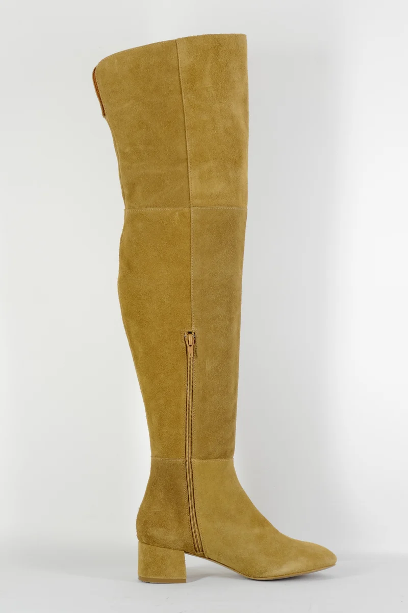 Overknees Wildleder beige
