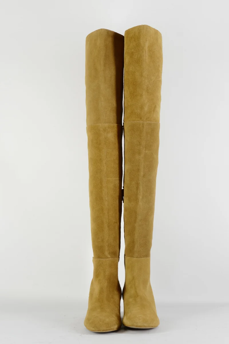 Overknees Wildleder beige
