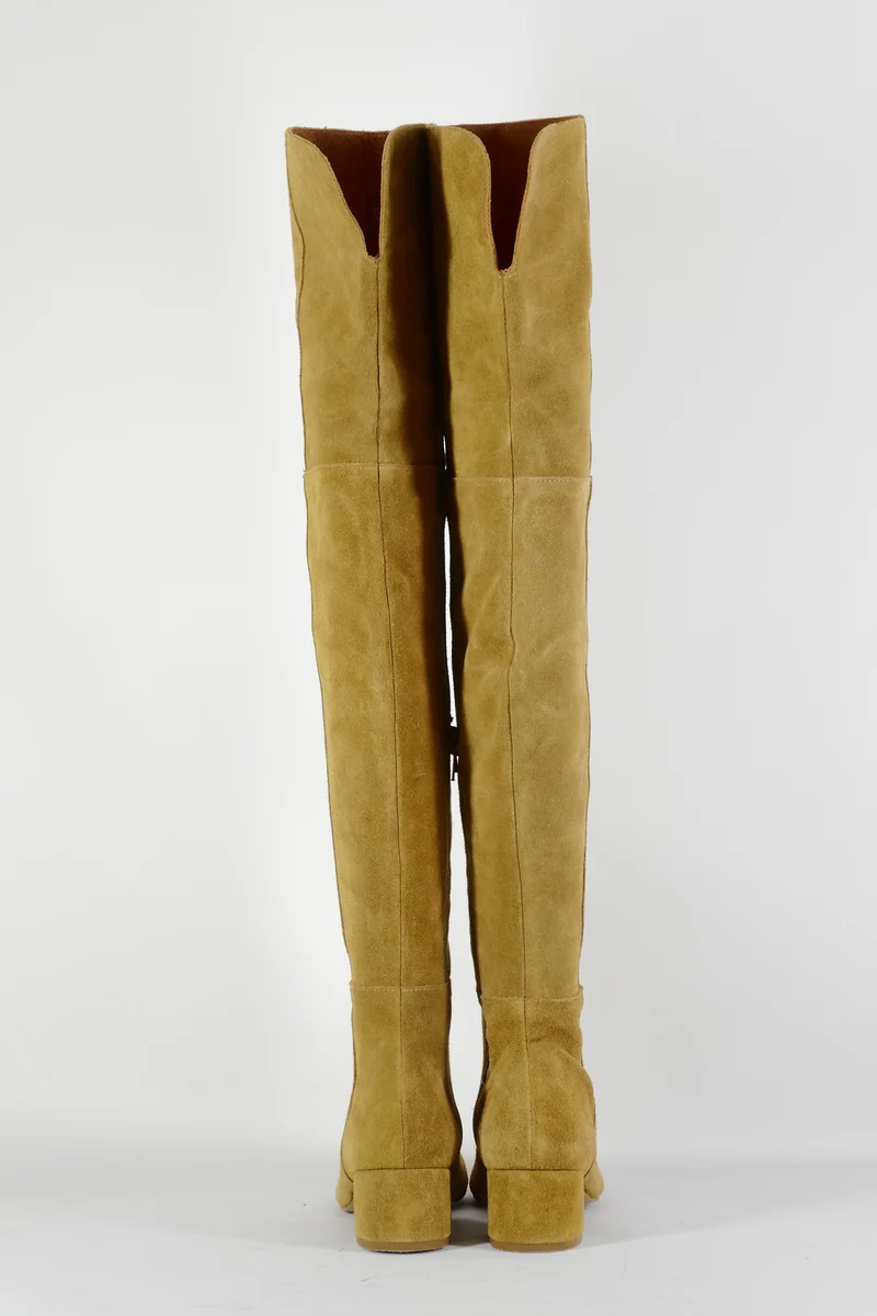 Overknees Wildleder beige