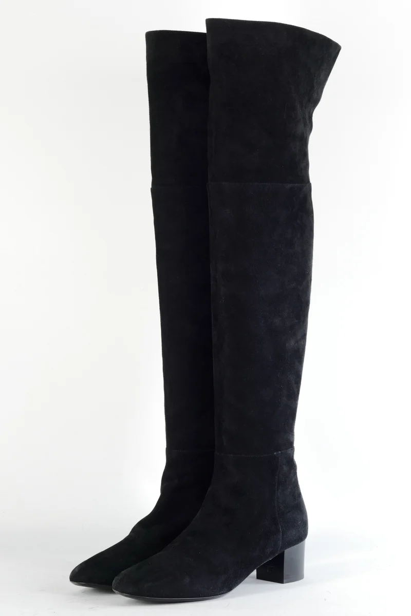 Overknees Wildleder schwarz