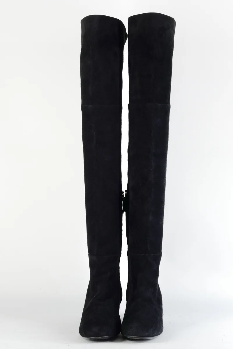 Overknees Wildleder schwarz