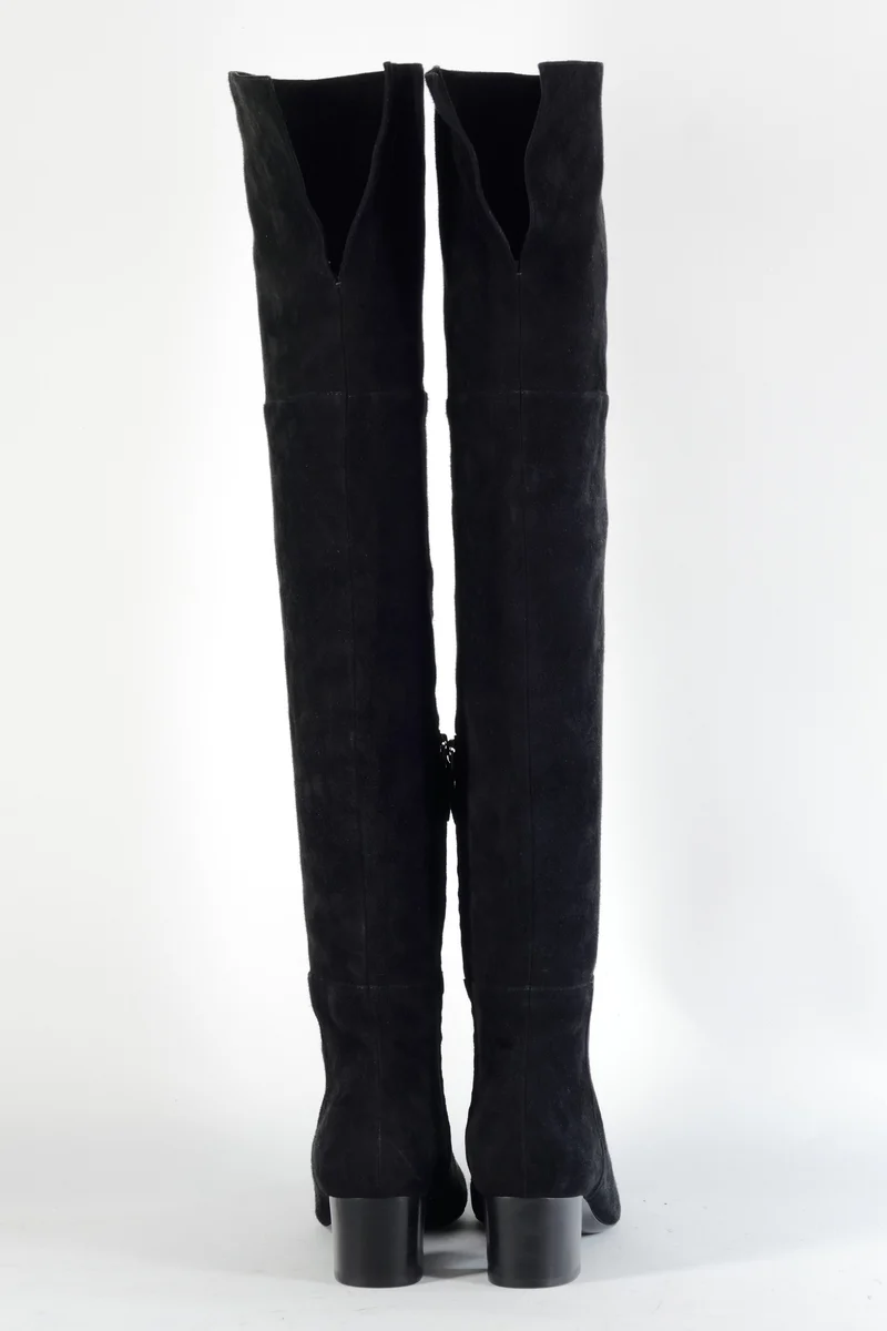 Overknees Wildleder schwarz