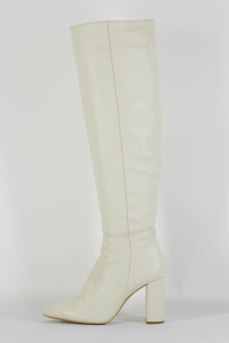 Hohe Stiefel Leder weiß
