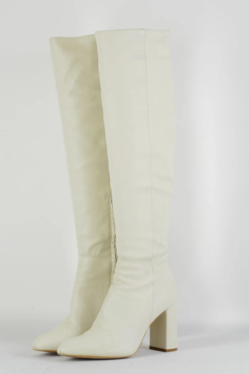 Hohe Stiefel Leder weiß
