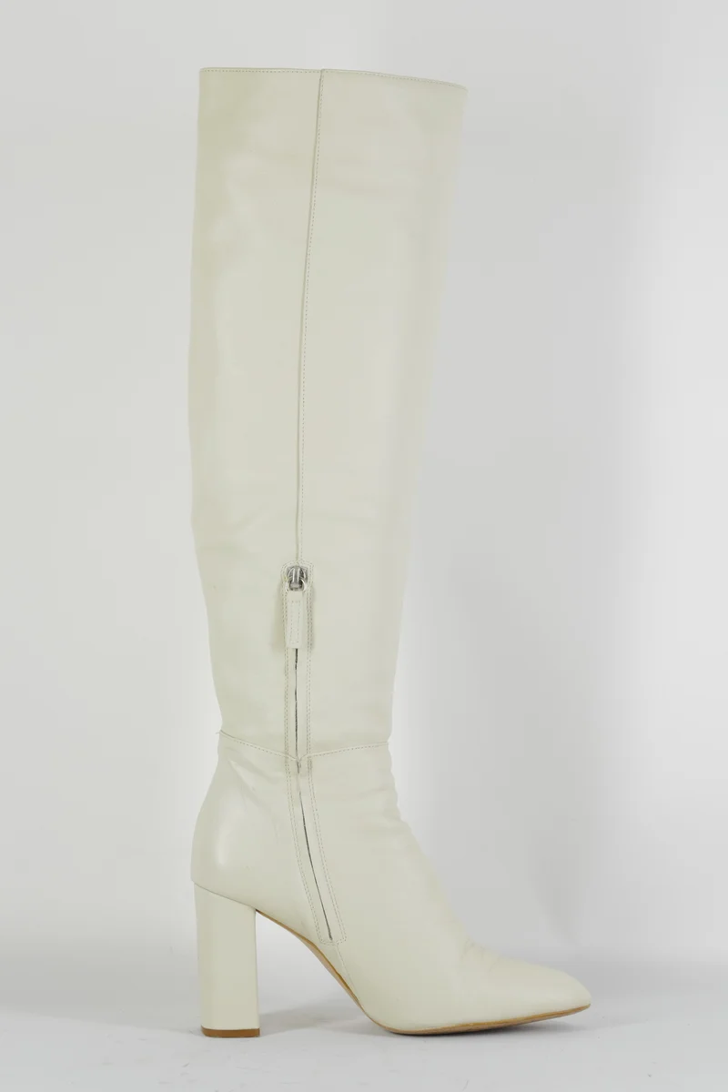 Hohe Stiefel Leder weiß