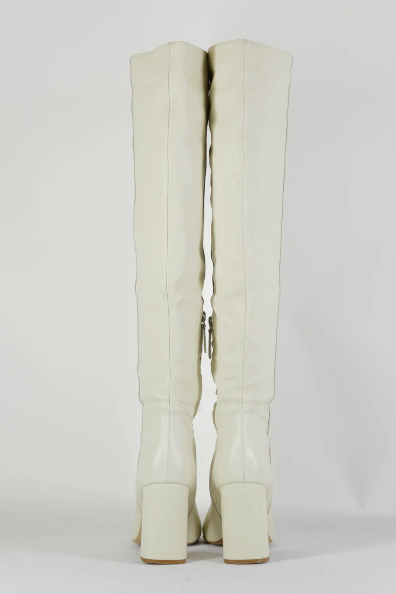Hohe Stiefel Leder weiß