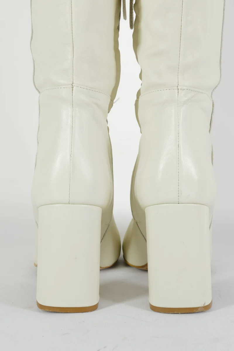 Hohe Stiefel Leder weiß