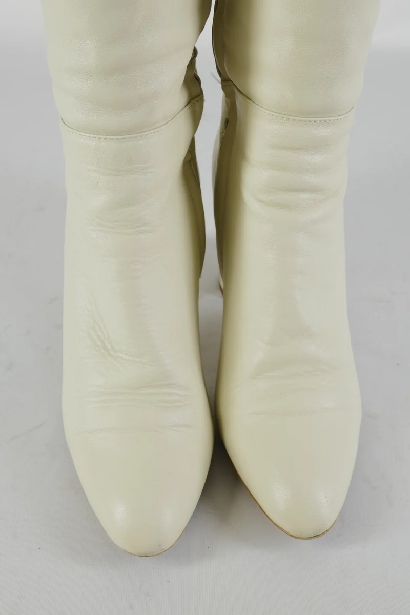Hohe Stiefel Leder weiß
