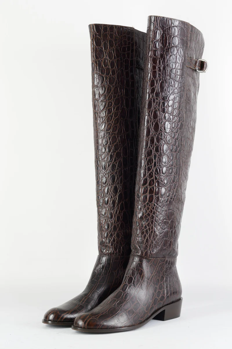 Hohe Stiefel Fell braun