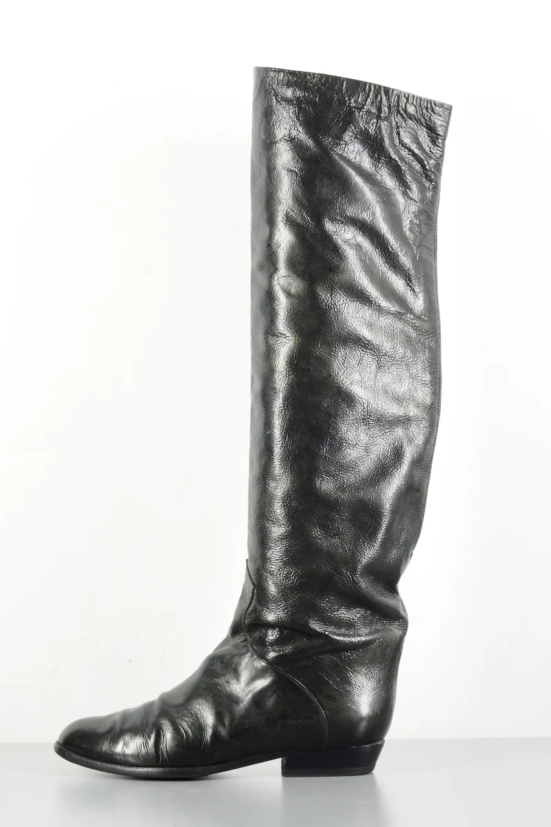 Vintage-Stiefel Leder schwarz