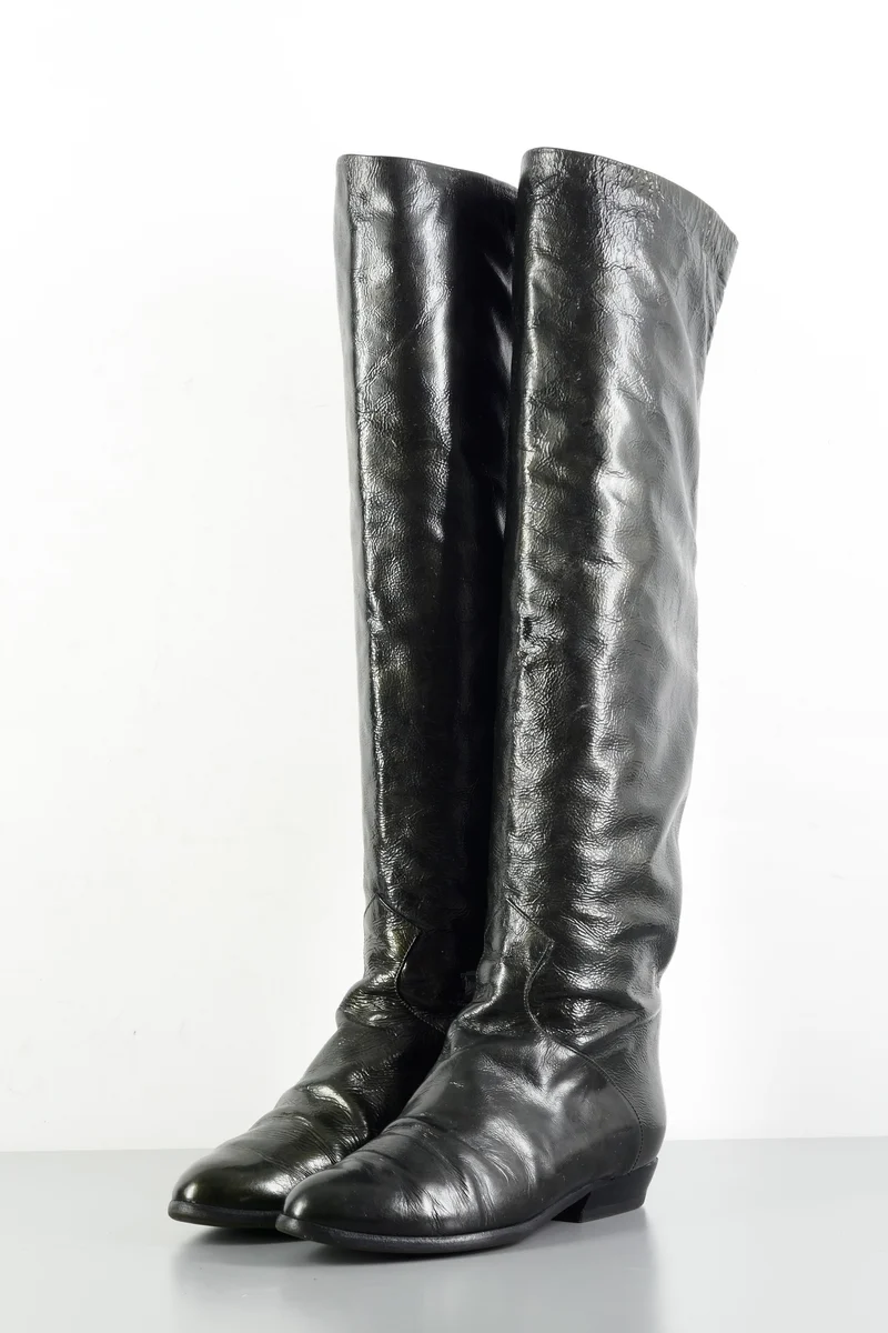 Vintage-Stiefel Leder schwarz