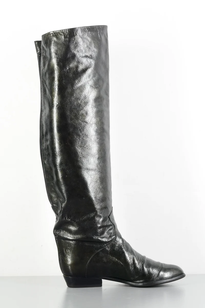 Vintage-Stiefel Leder schwarz