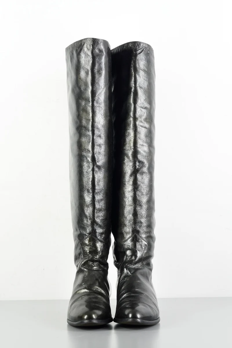 Vintage-Stiefel Leder schwarz