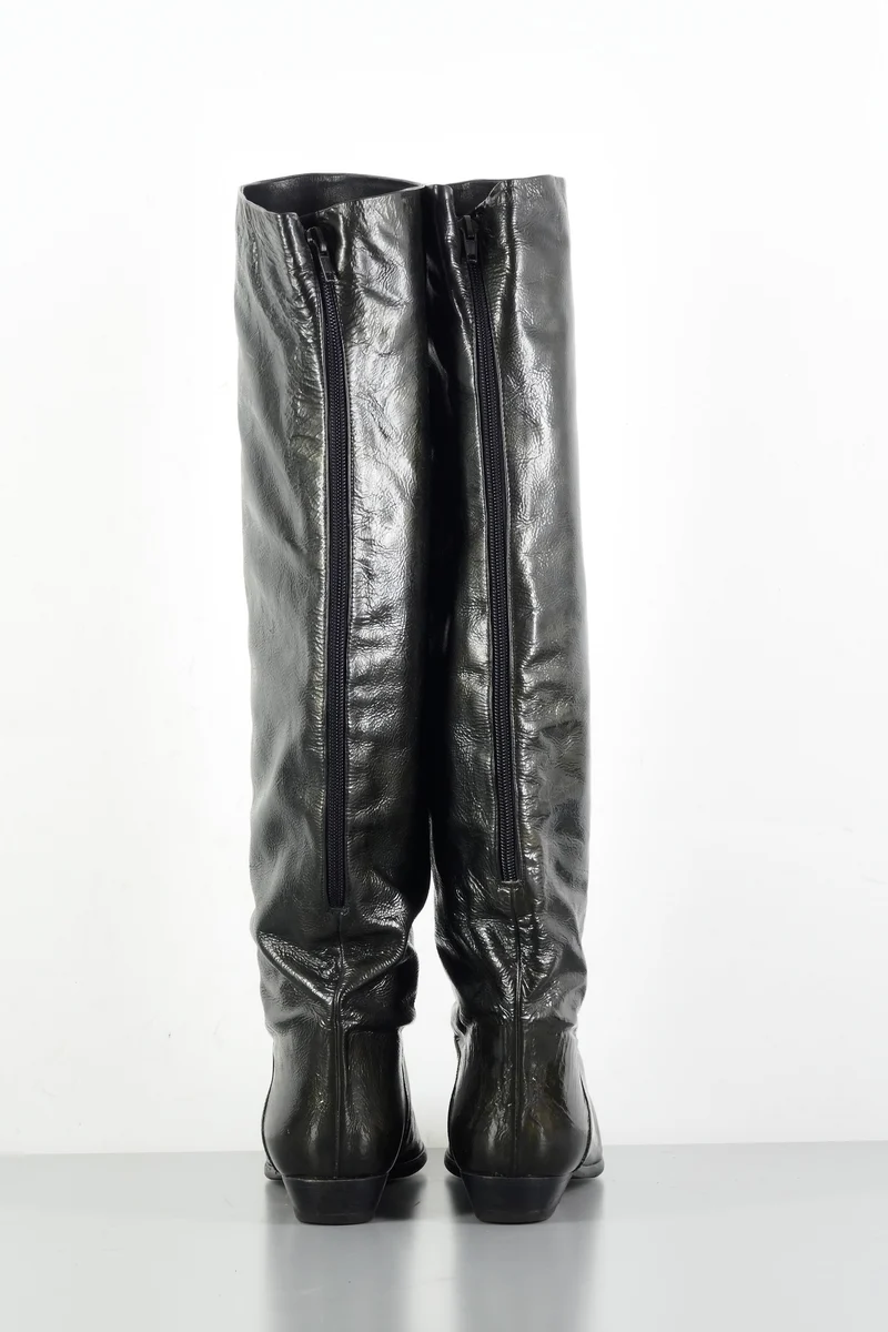 Vintage-Stiefel Leder schwarz