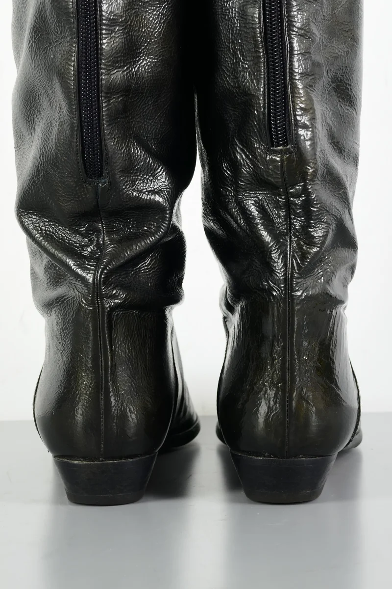 Vintage-Stiefel Leder schwarz