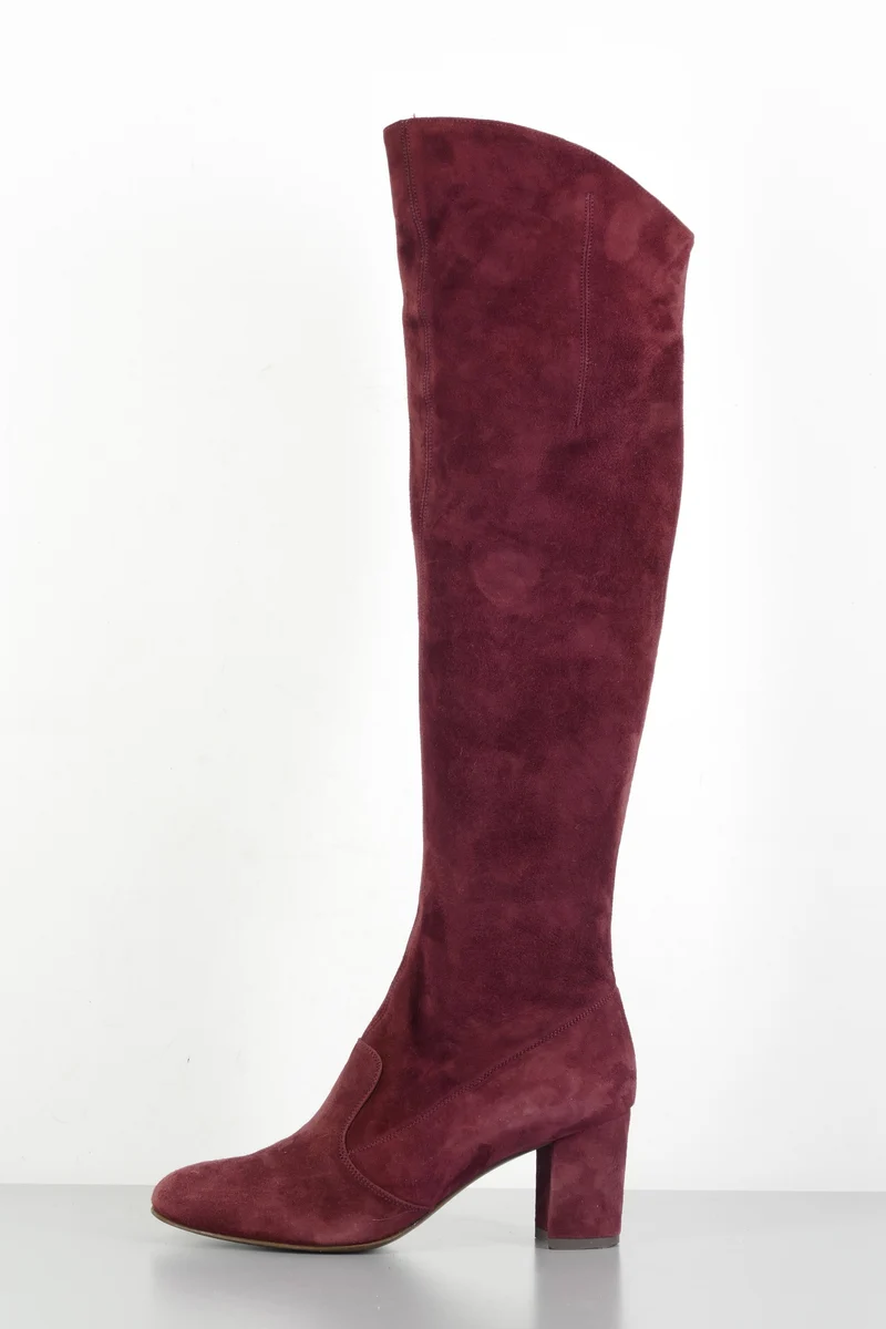 Hohe Stiefel Wildleder bordeaux