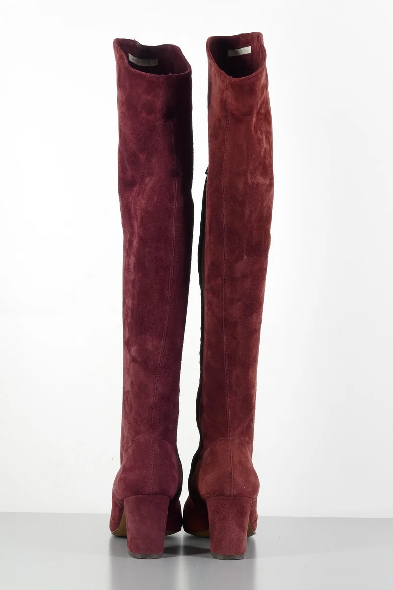 Hohe Stiefel Wildleder bordeaux