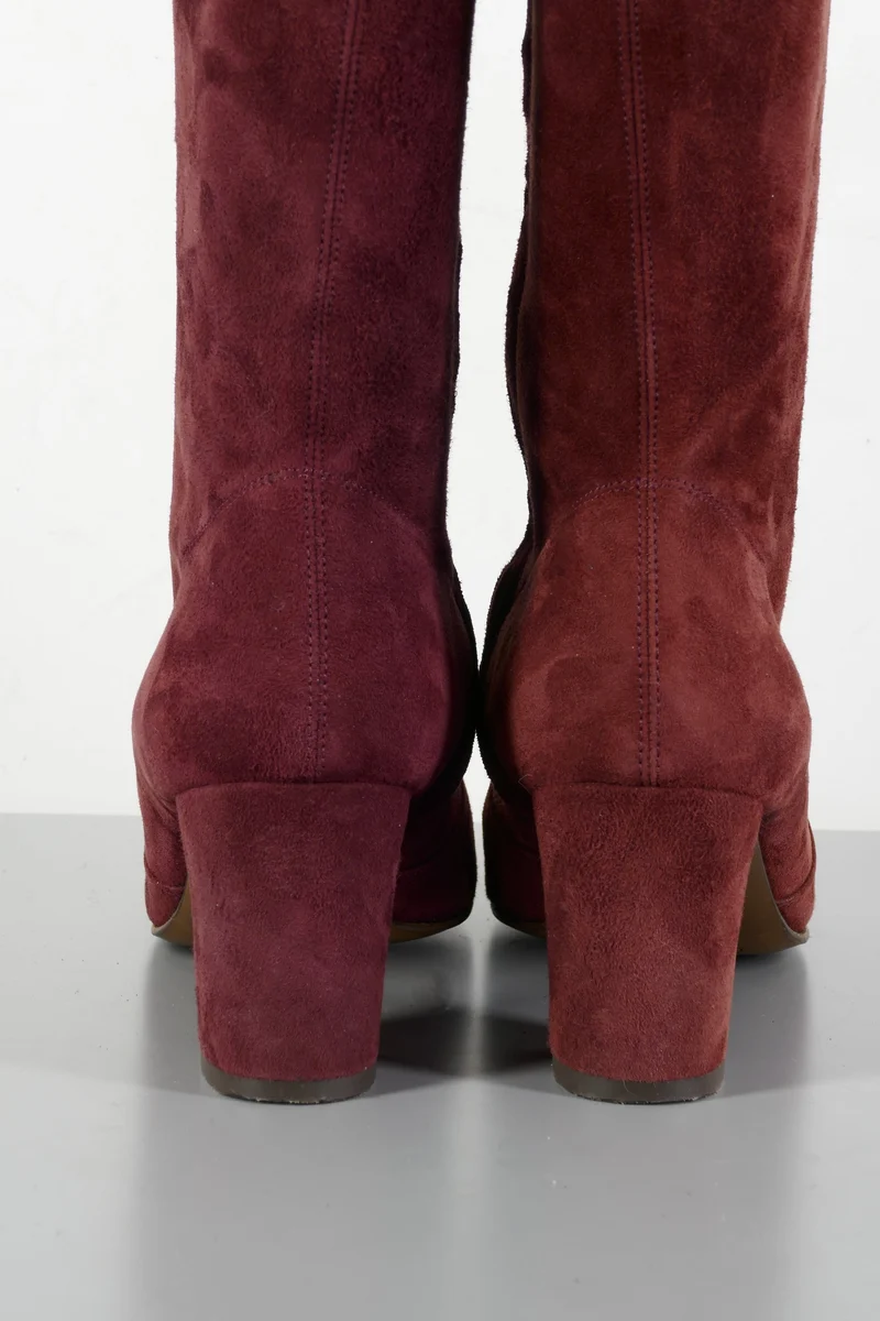 Hohe Stiefel Wildleder bordeaux