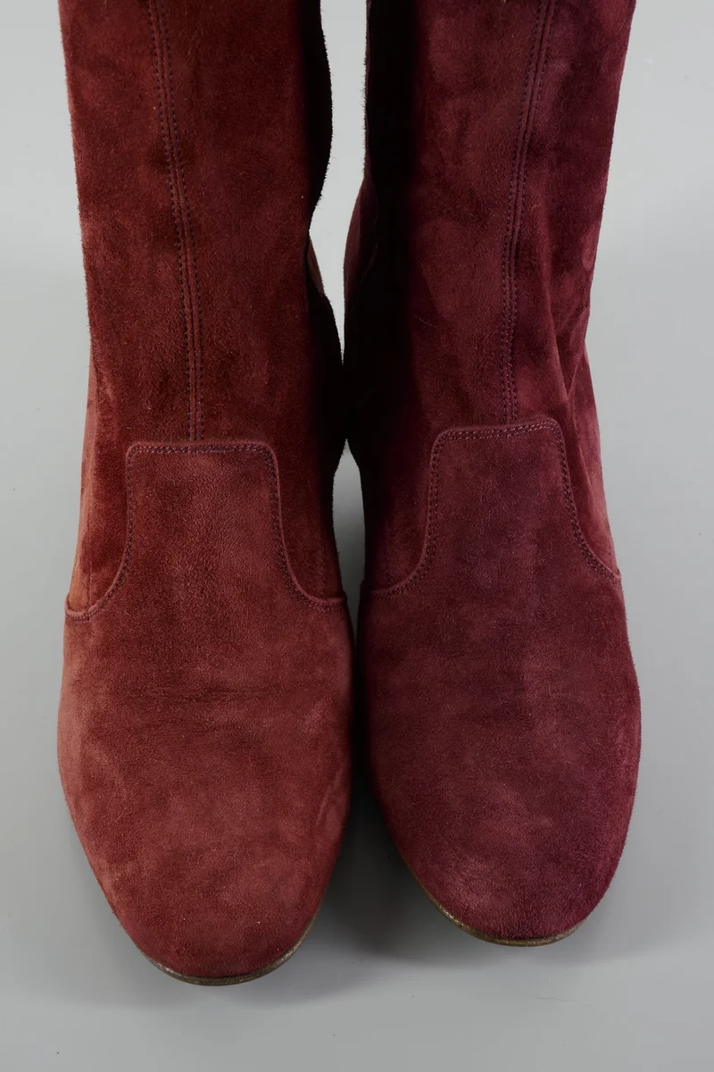 Hohe Stiefel Wildleder bordeaux