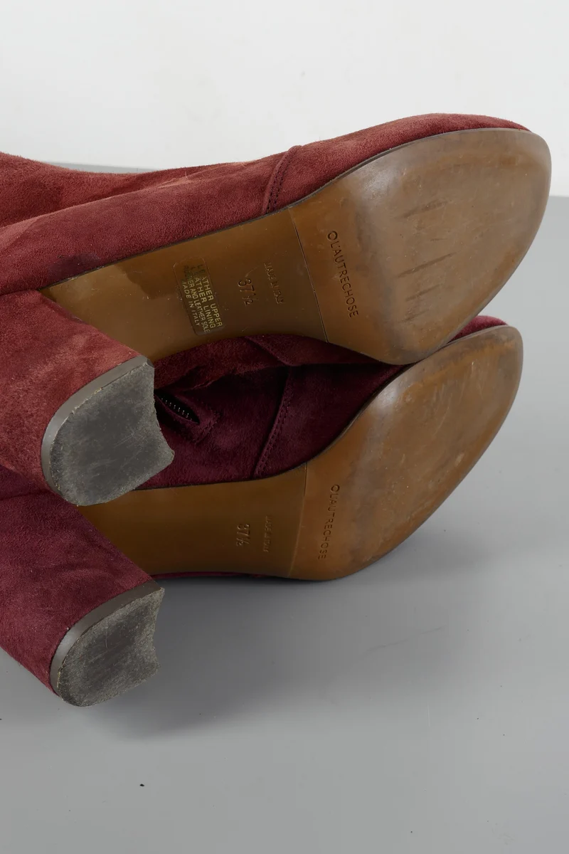 Hohe Stiefel Wildleder bordeaux