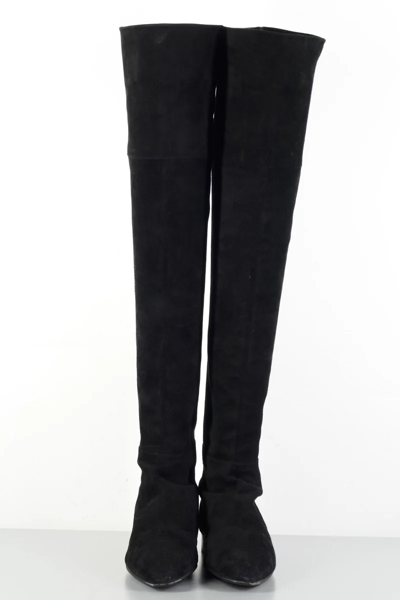 Overknees Wildleder schwarz