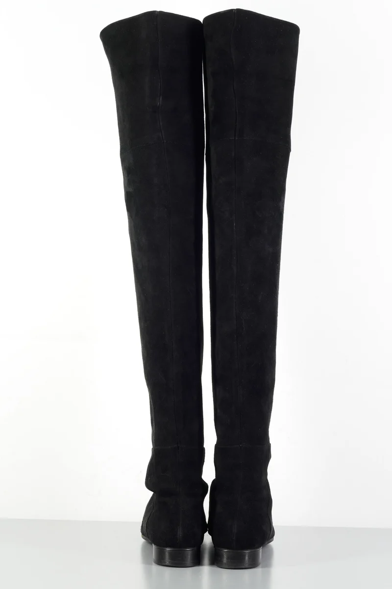 Overknees Wildleder schwarz