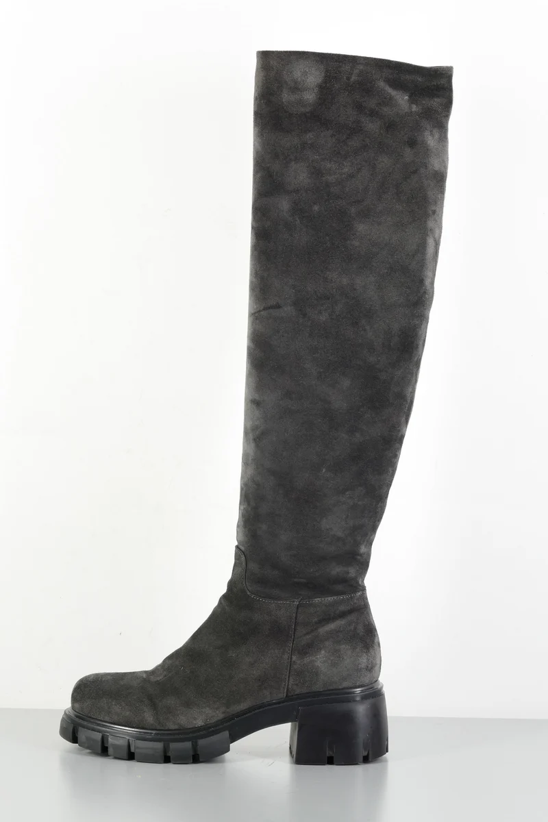 Hohe Stiefel Wildleder grau