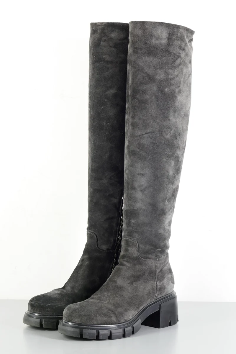Hohe Stiefel Wildleder grau