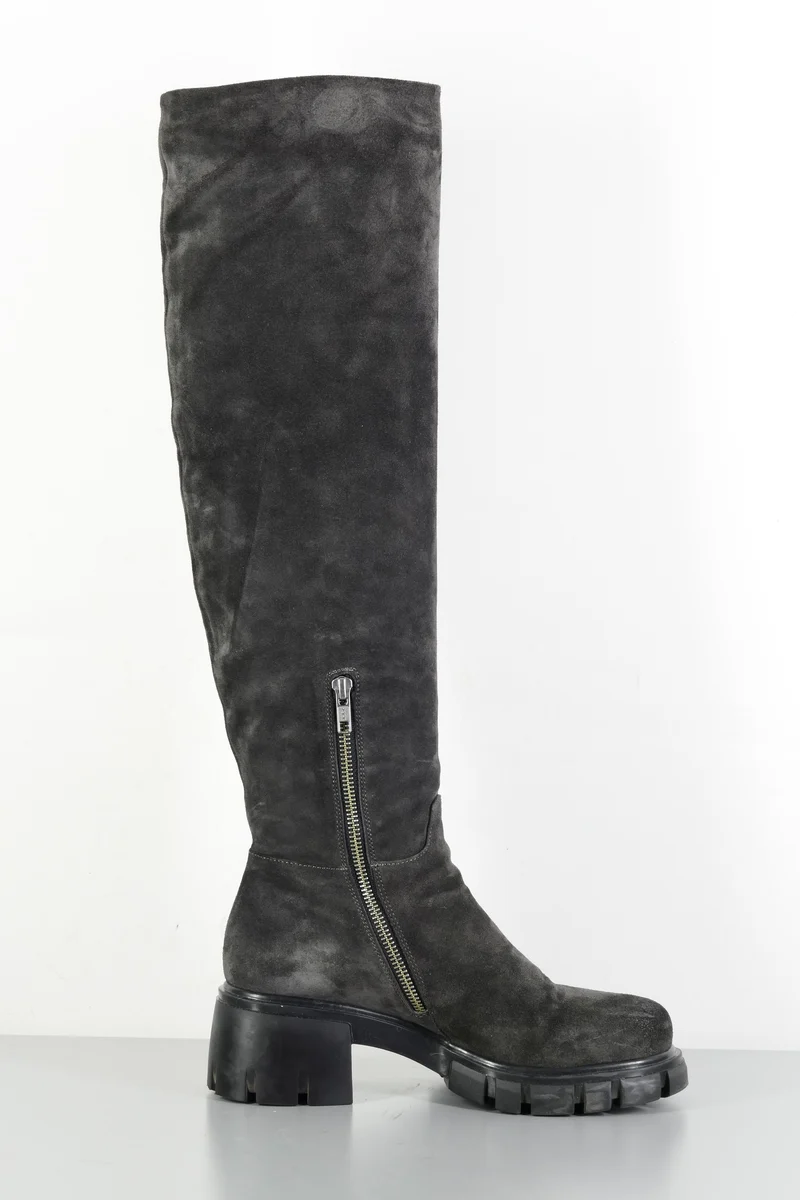 Hohe Stiefel Wildleder grau