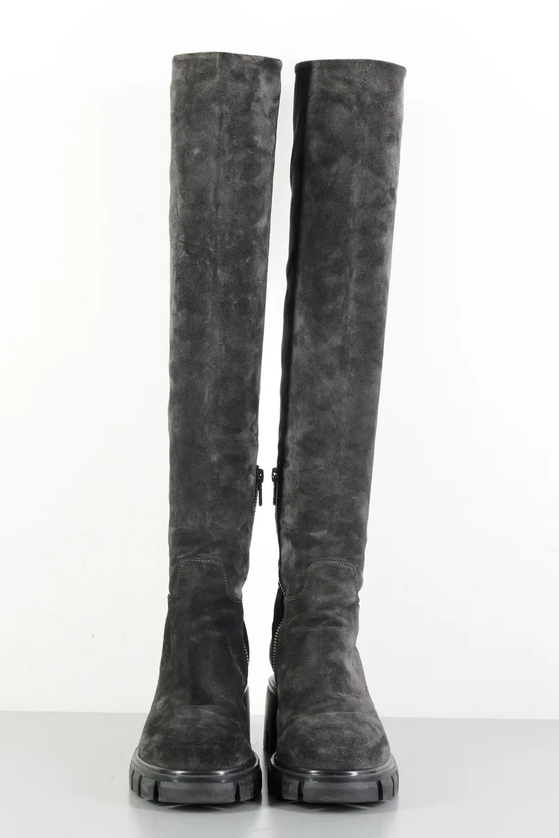 Hohe Stiefel Wildleder grau