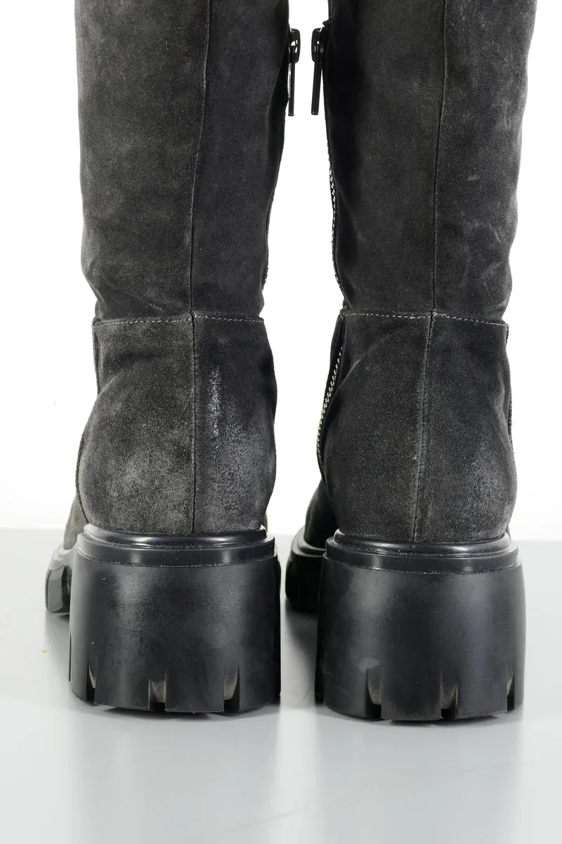 Hohe Stiefel Wildleder grau