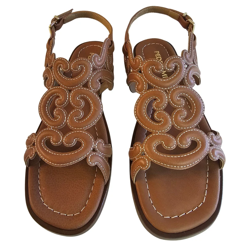 Pedro Miralles, flache Sandalette in Braun