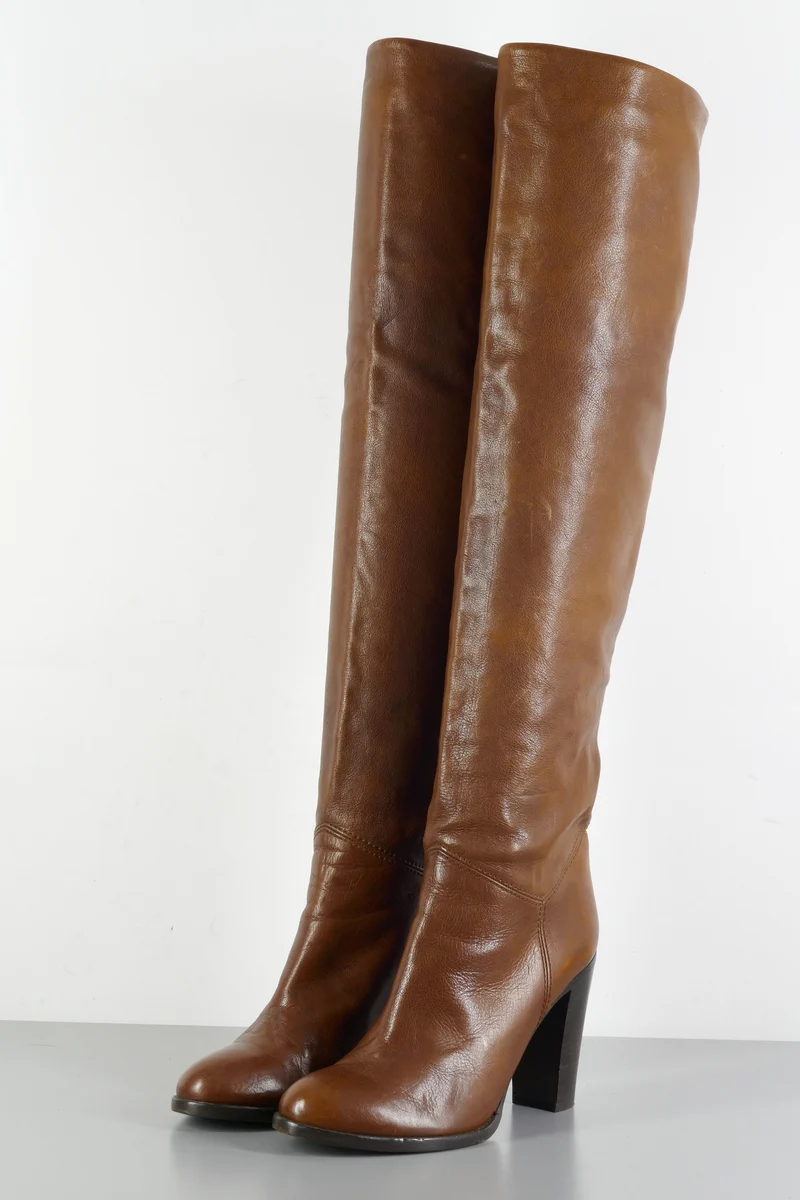 Hohe Stiefel Leder kastanie