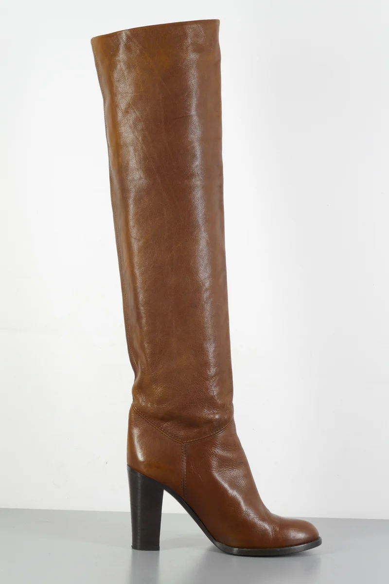 Hohe Stiefel Leder kastanie