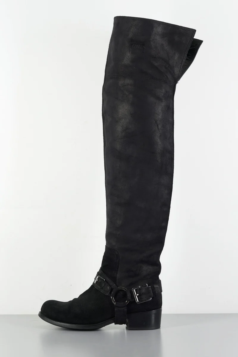 Overknees Wildleder schwarz
