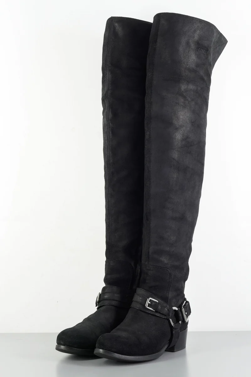 Overknees Wildleder schwarz