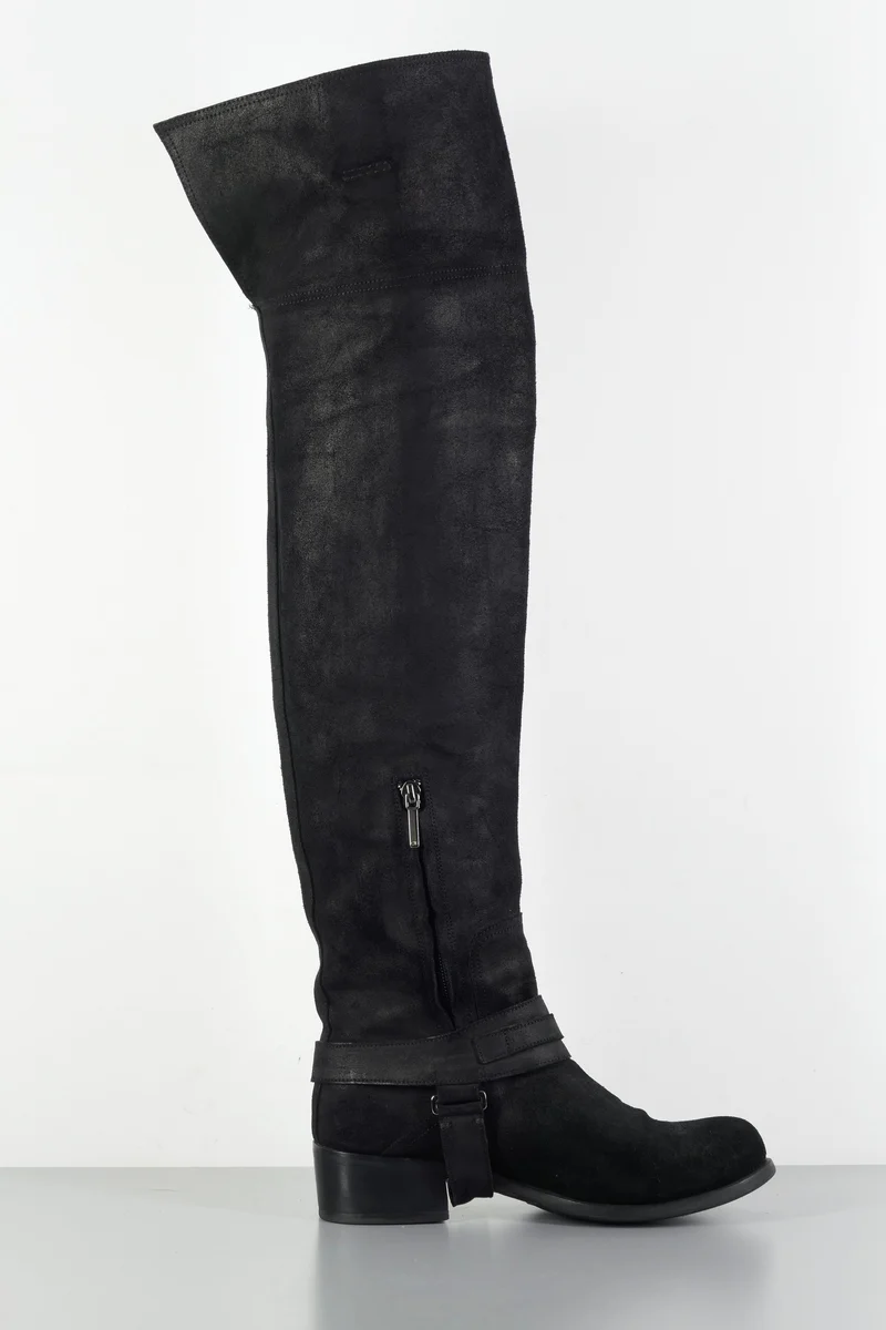 Overknees Wildleder schwarz