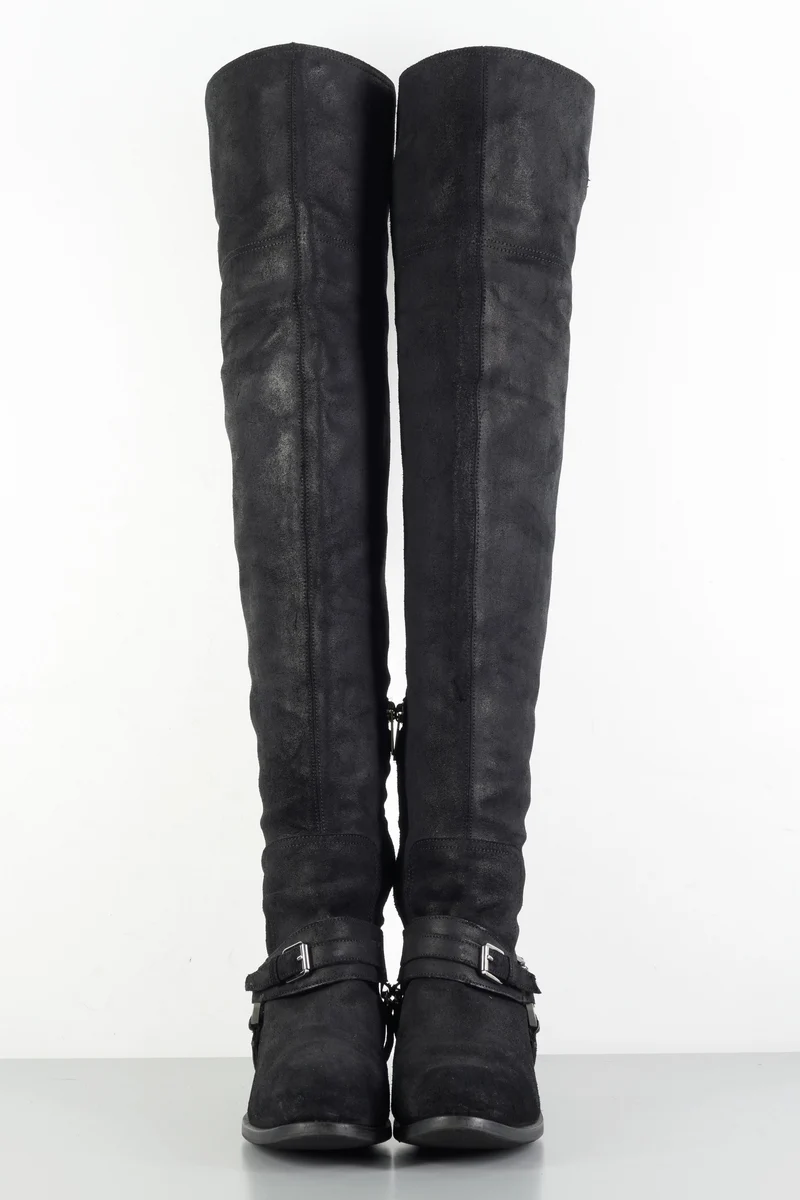 Overknees Wildleder schwarz