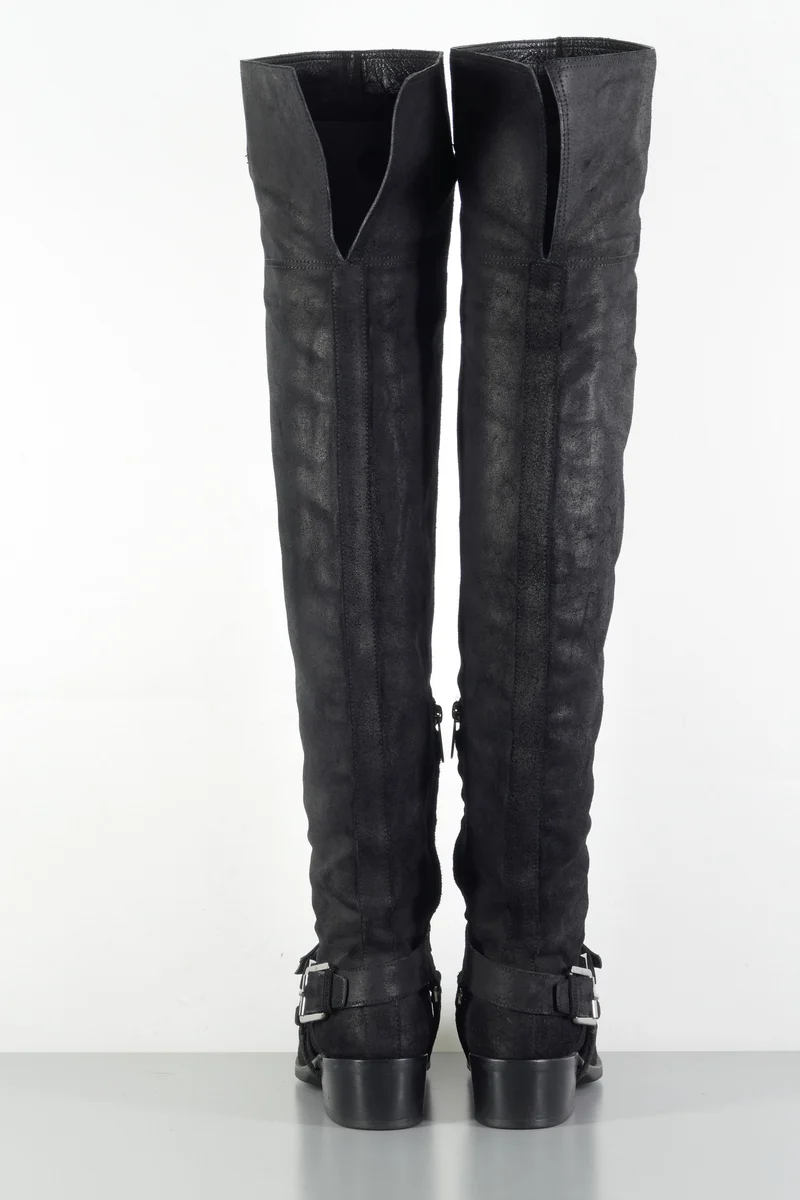 Overknees Wildleder schwarz