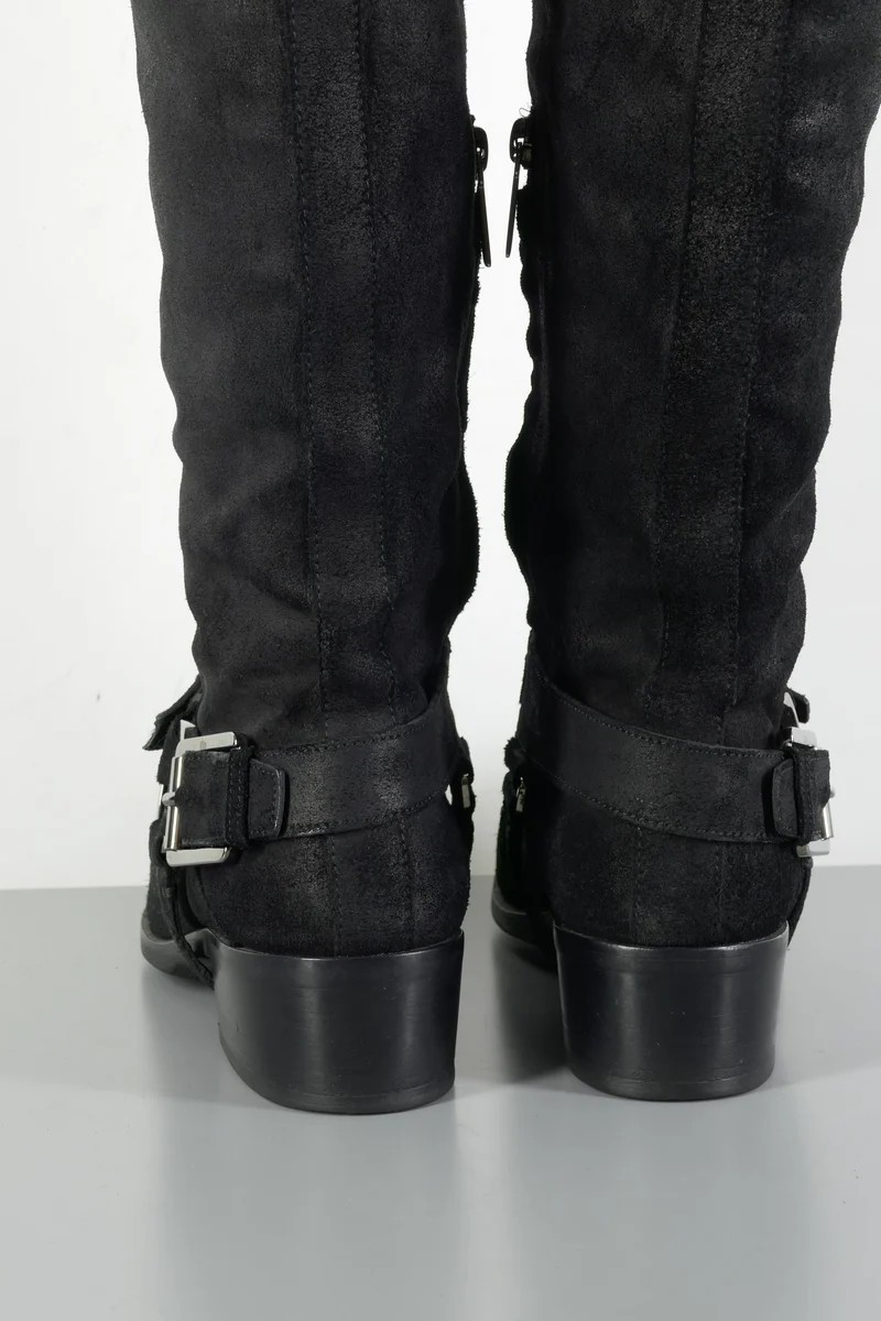 Overknees Wildleder schwarz