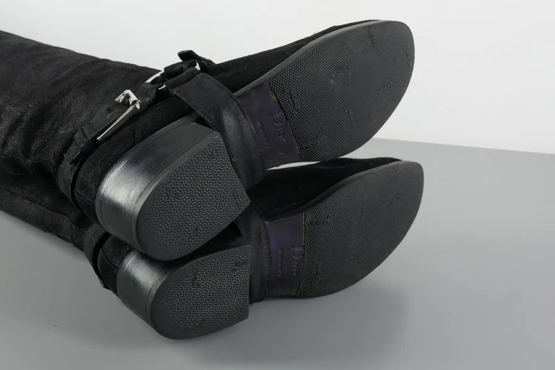 Overknees Wildleder schwarz
