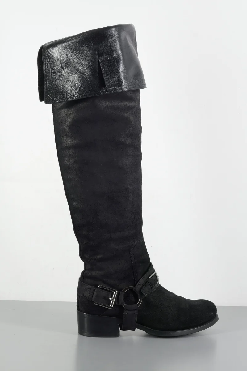 Overknees Wildleder schwarz