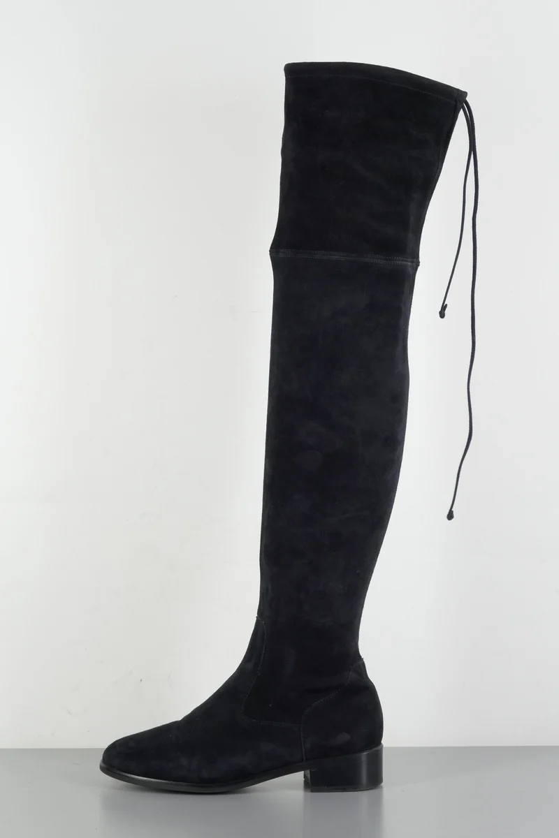 Overknees Wildleder schwarz