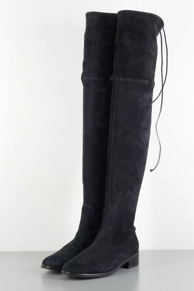 Overknees Wildleder schwarz