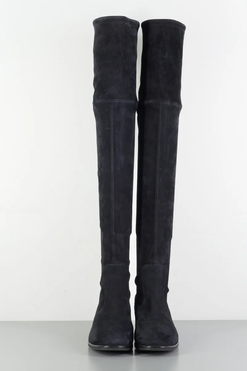 Overknees Wildleder schwarz