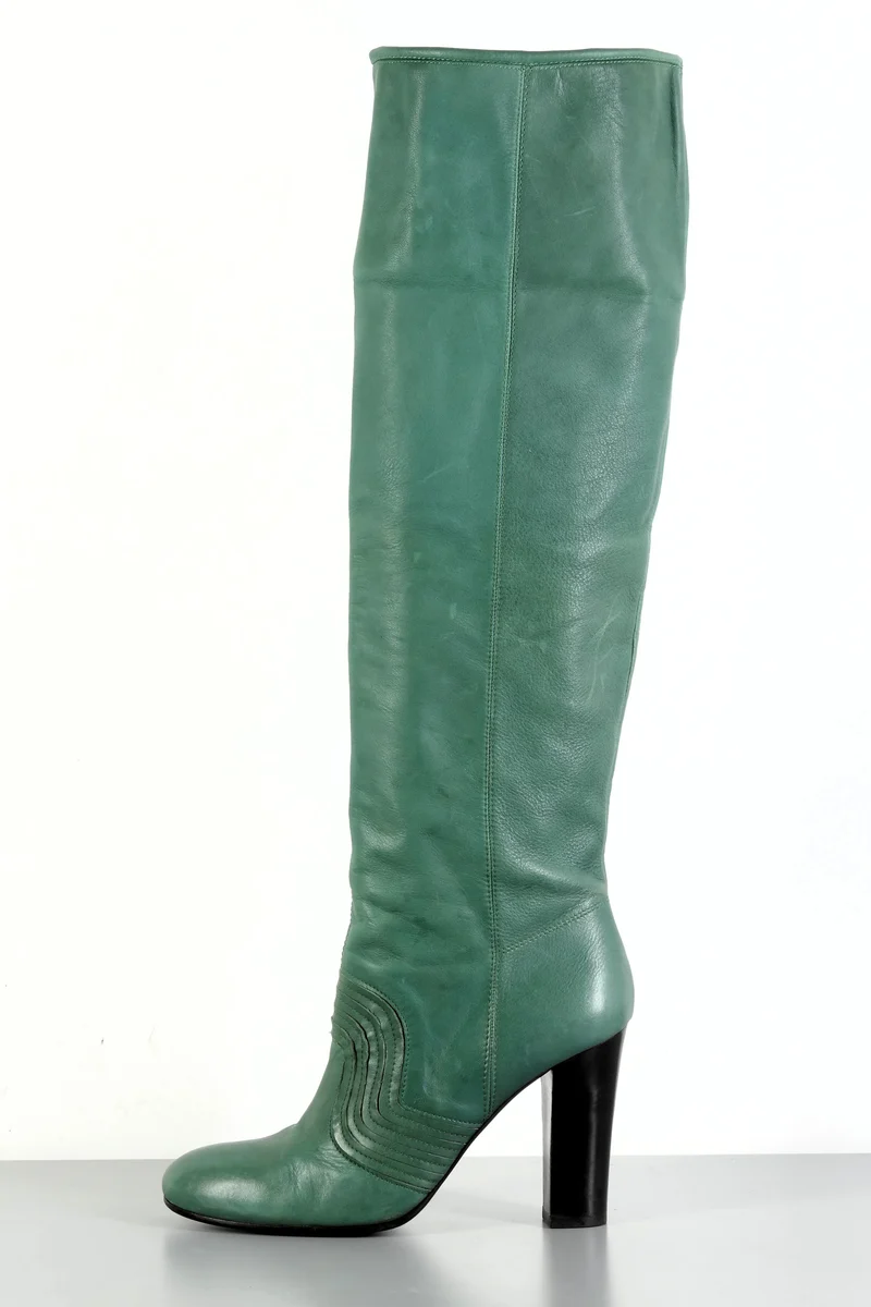 Hohe Stiefel Leder grün