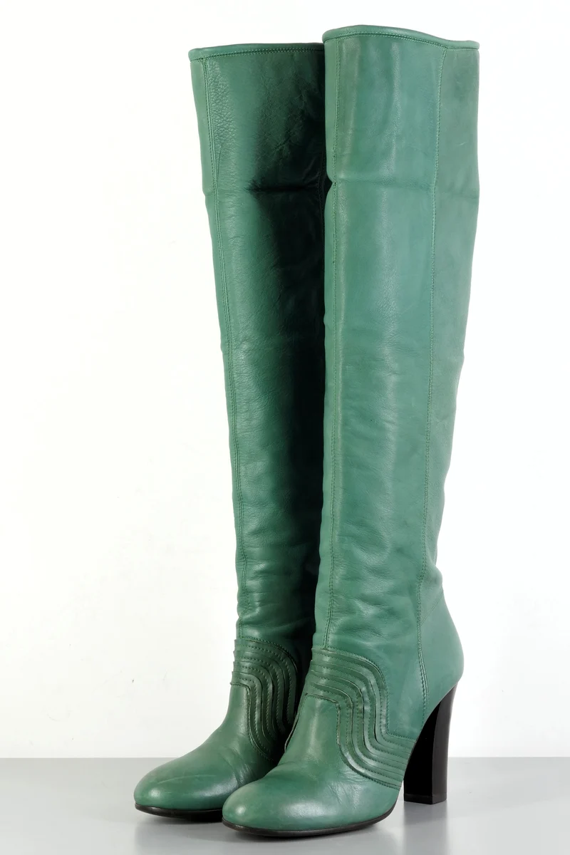 Hohe Stiefel Leder grün