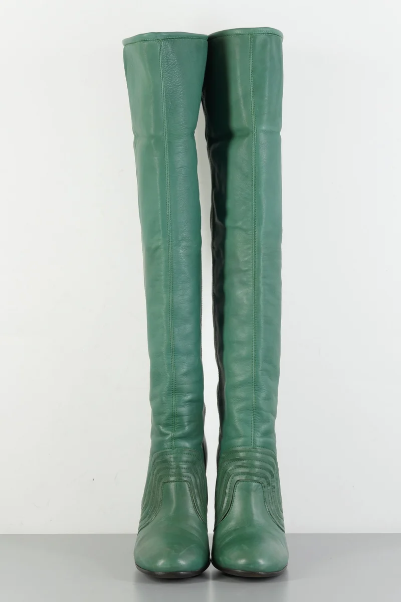 Hohe Stiefel Leder grün
